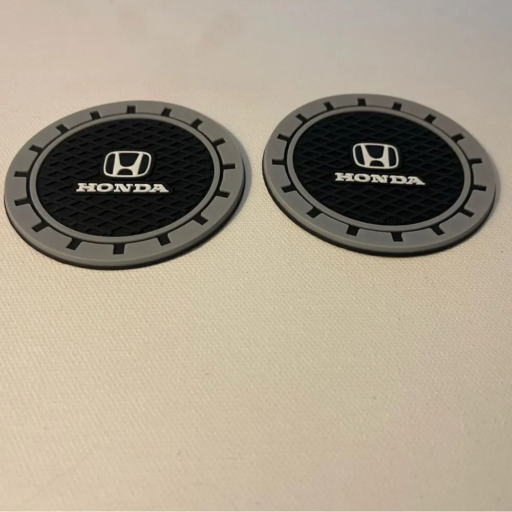 Honda Car Cup Coasters in Black with Logo Set of 2 NWT - Picture 3 of 6